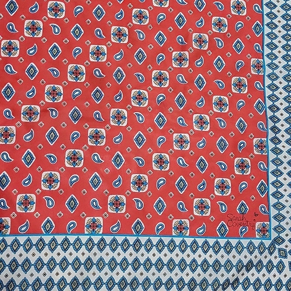 Vintage Sarah Coventry Paisley-Inspired Geometric Scarf | 31” | Made in Italy - Picture 5 of 11